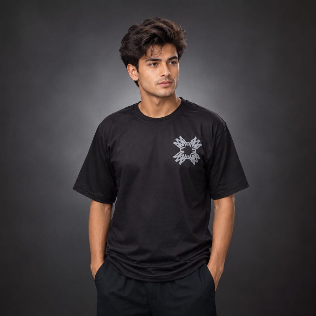Men's Drop shoulder T-Shirt -Black ,Graphic Print (California Vibe)